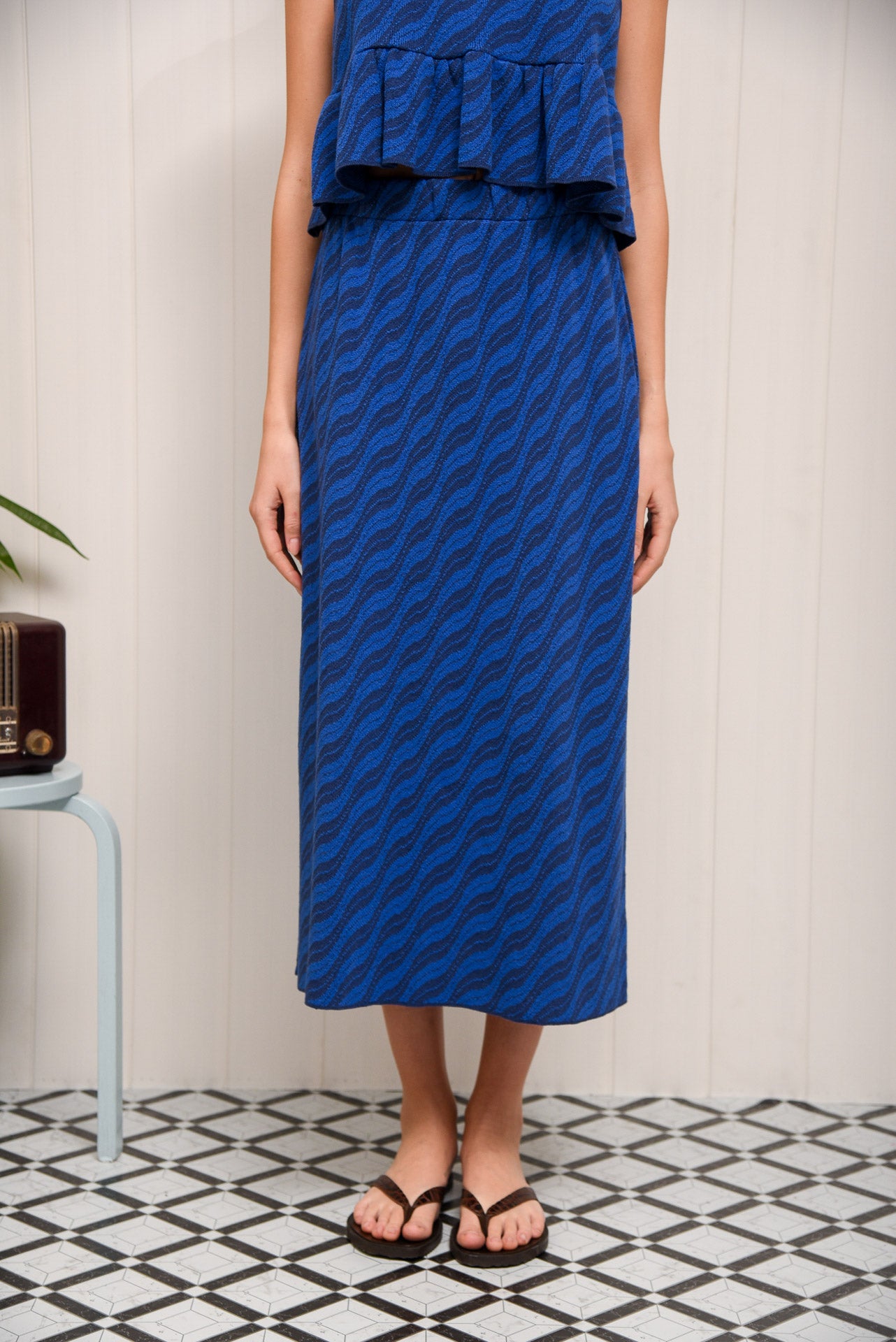 CARIBBEAN KNITTED SKIRT BLUE