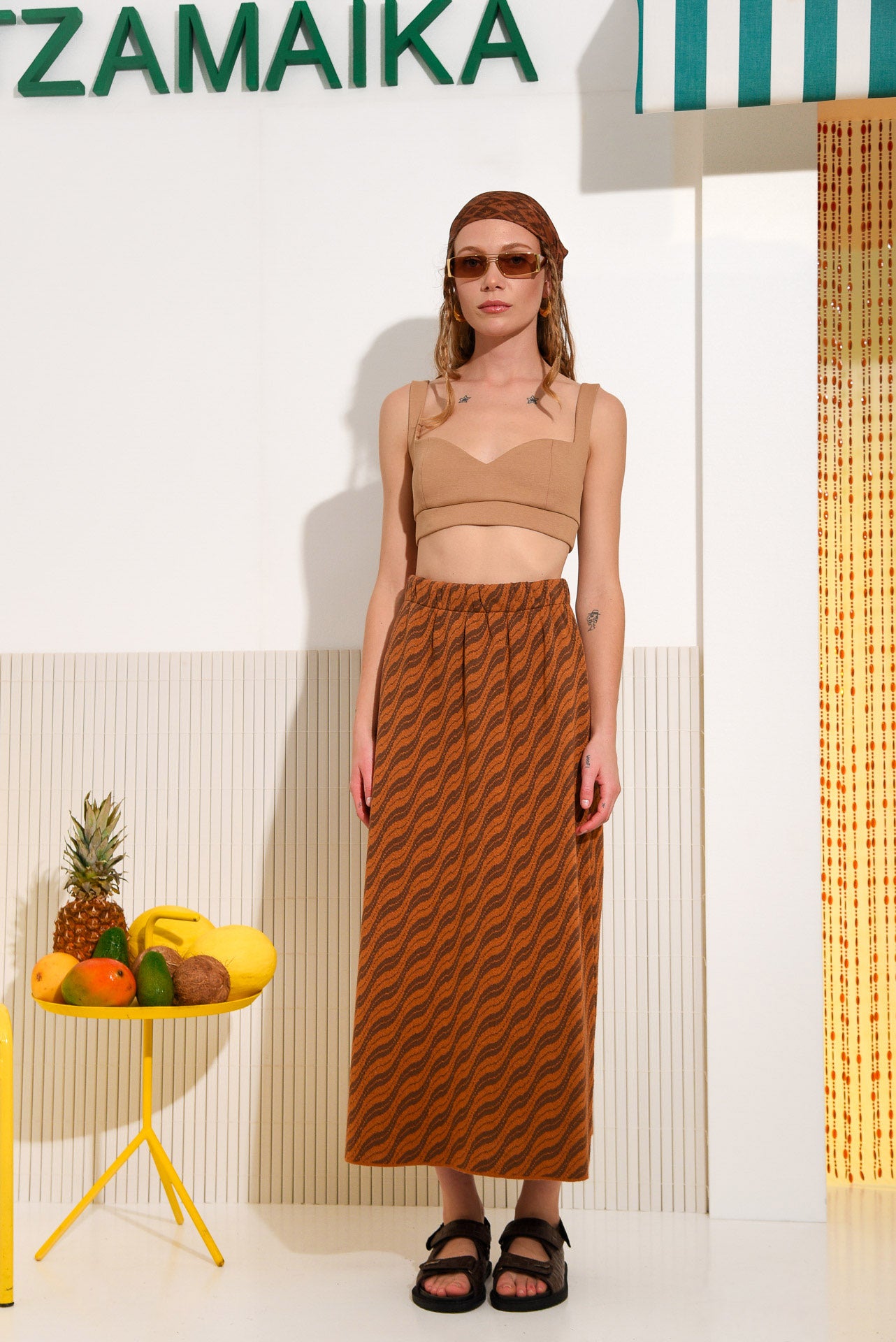 CARIBBEAN KNITTED SKIRT BROWN