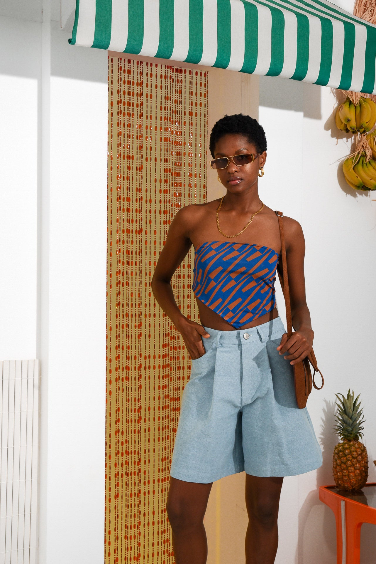 CHILL ISLAND BANDANA TOP BLUE