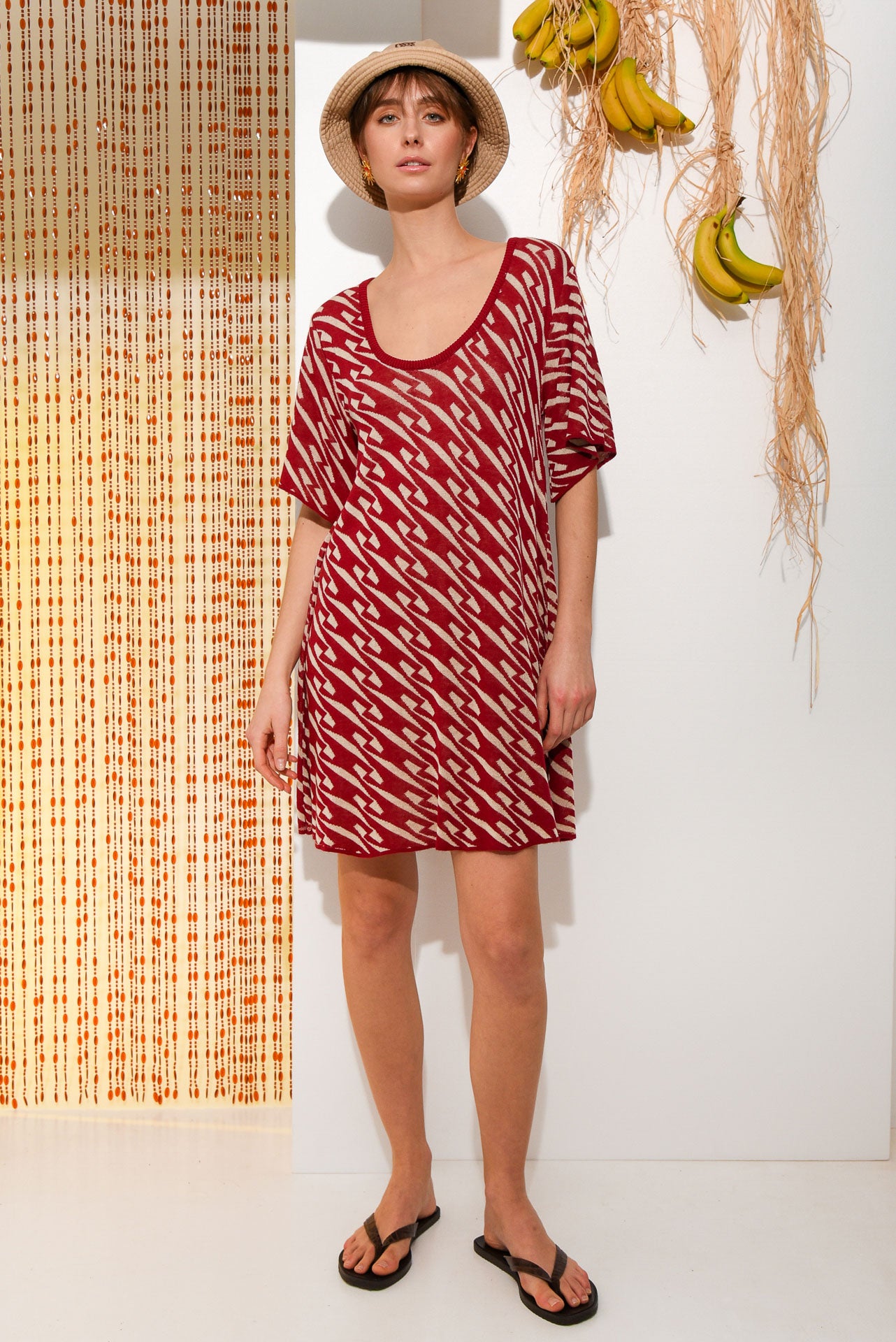 CHILL ISLAND MINI KNITTED DRESS BORDEAUX