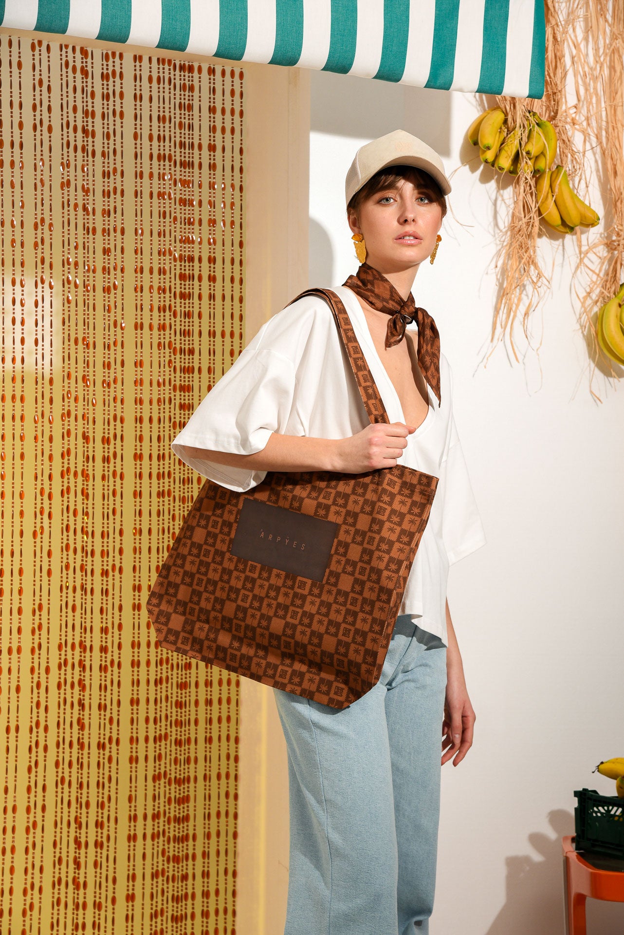 PALM RUM TOTE BAG BROWN