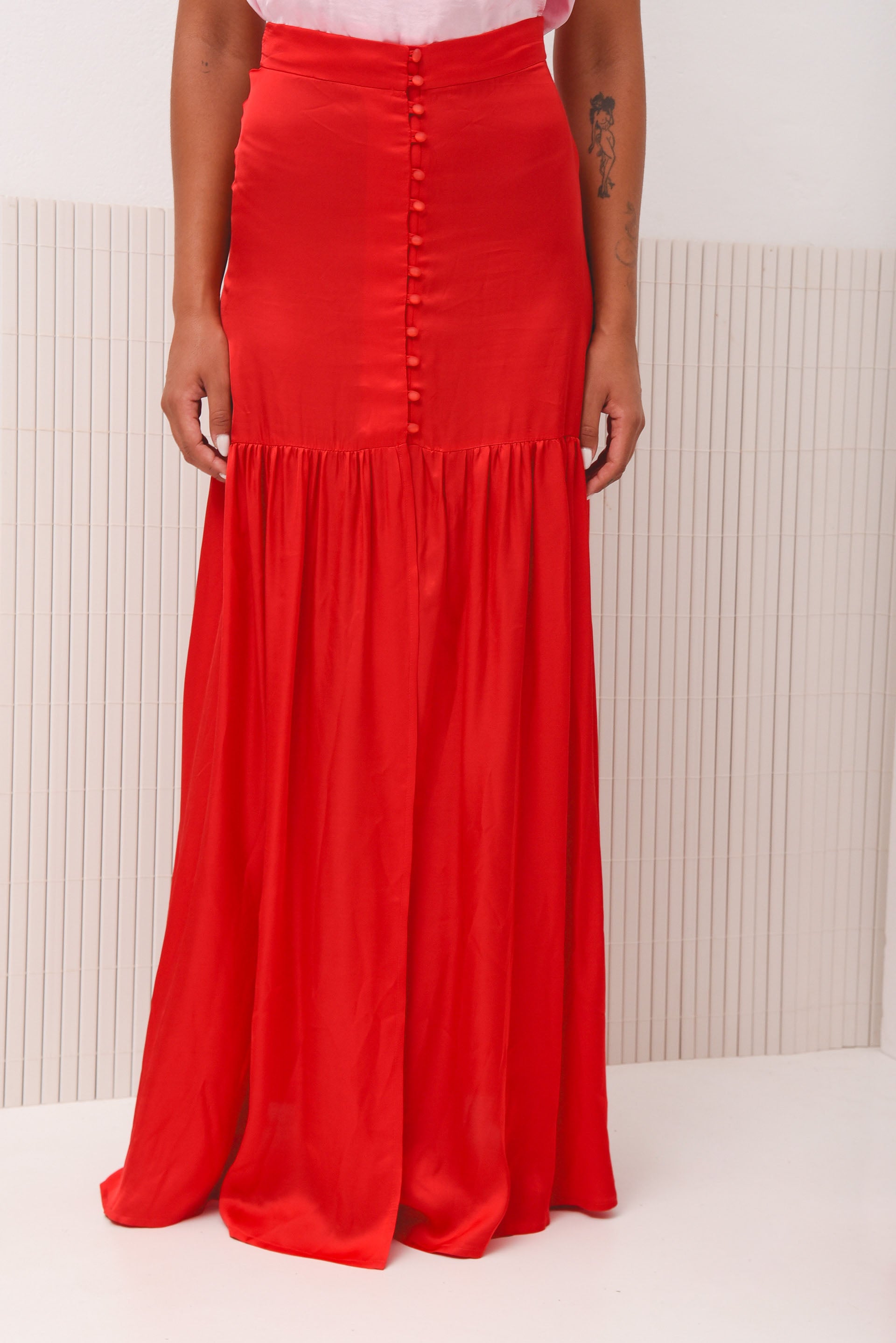 CORAL MAXI SKIRT RED
