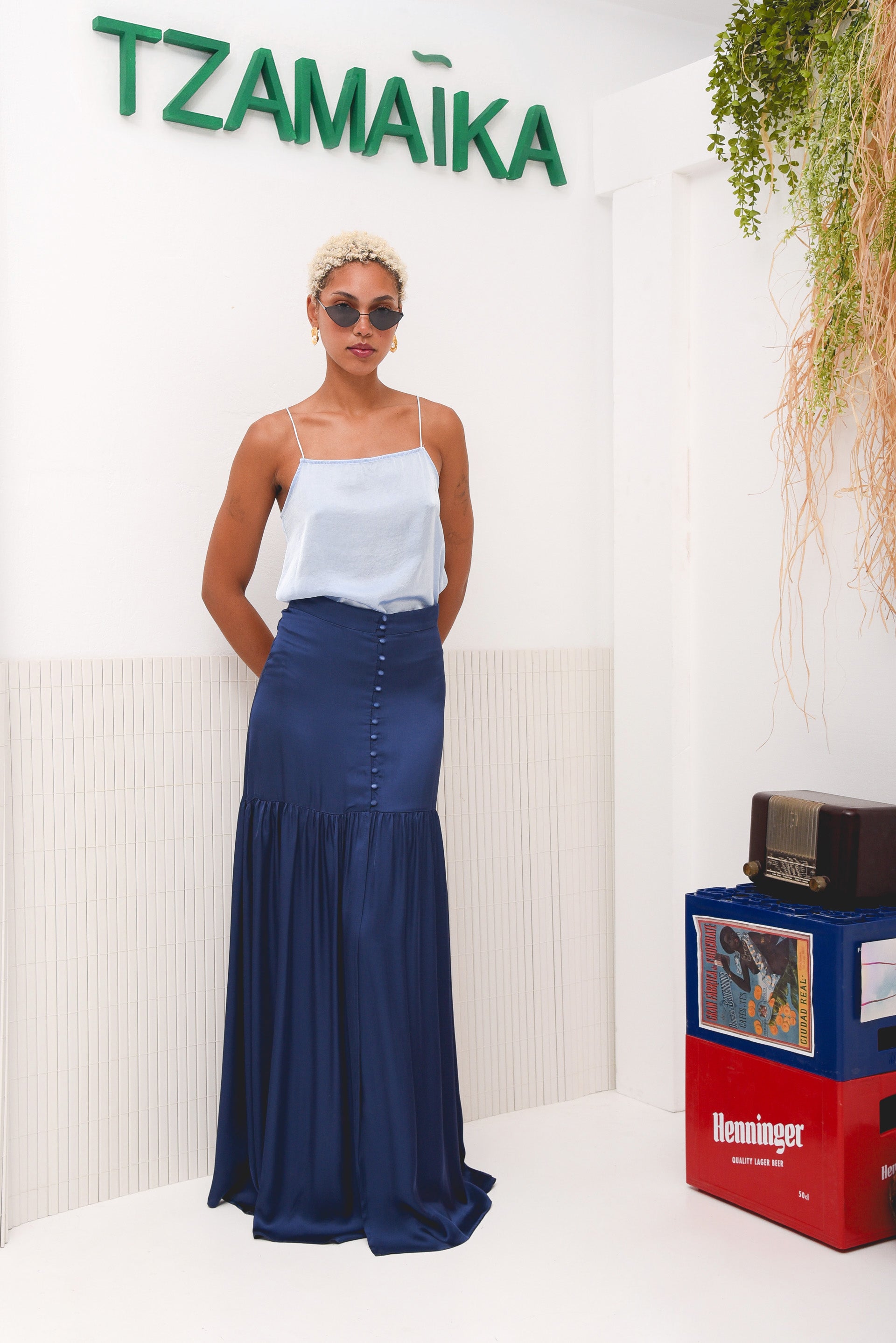 CORAL MAXI SKIRT NAVY BLUE