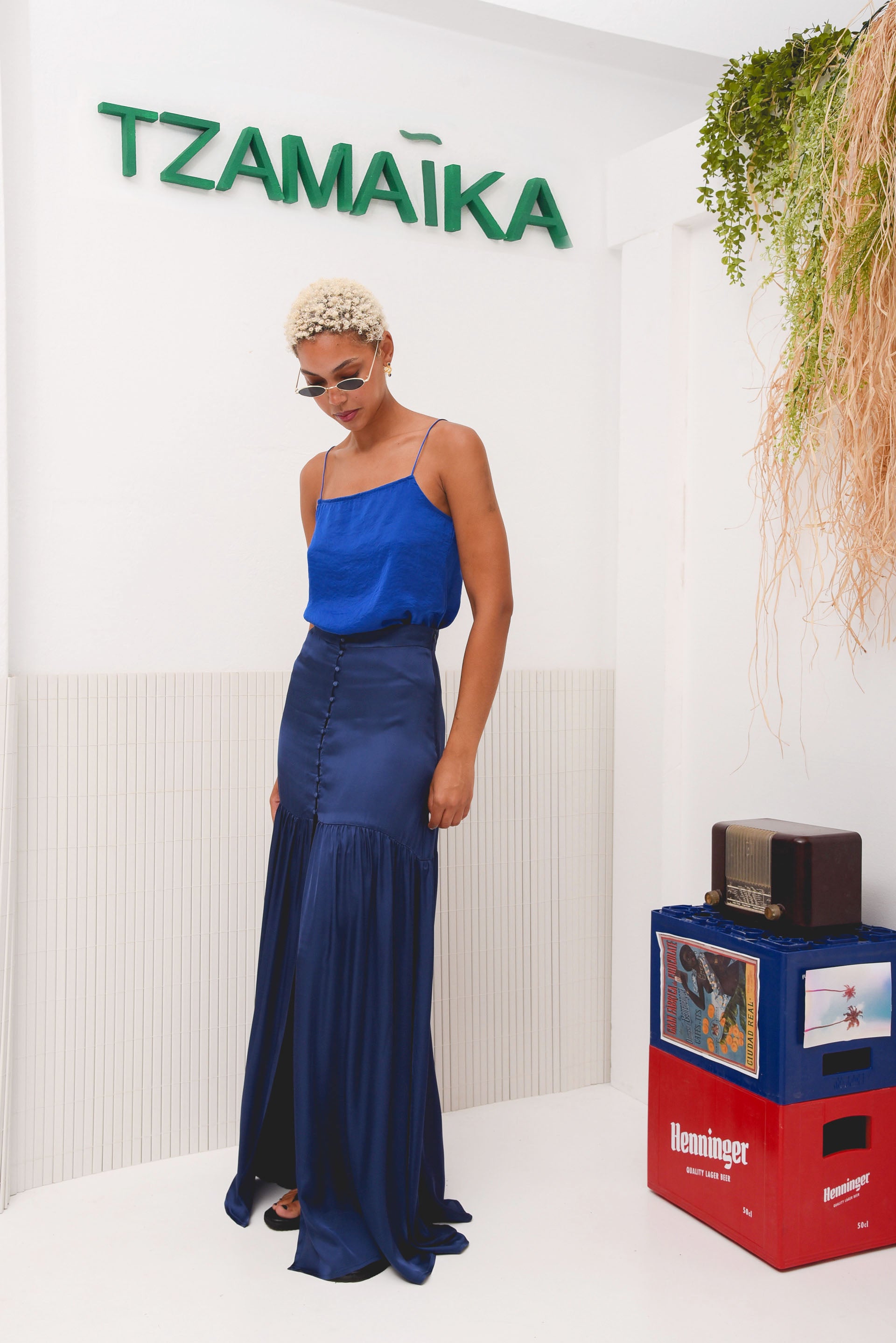 CORAL MAXI SKIRT NAVY BLUE