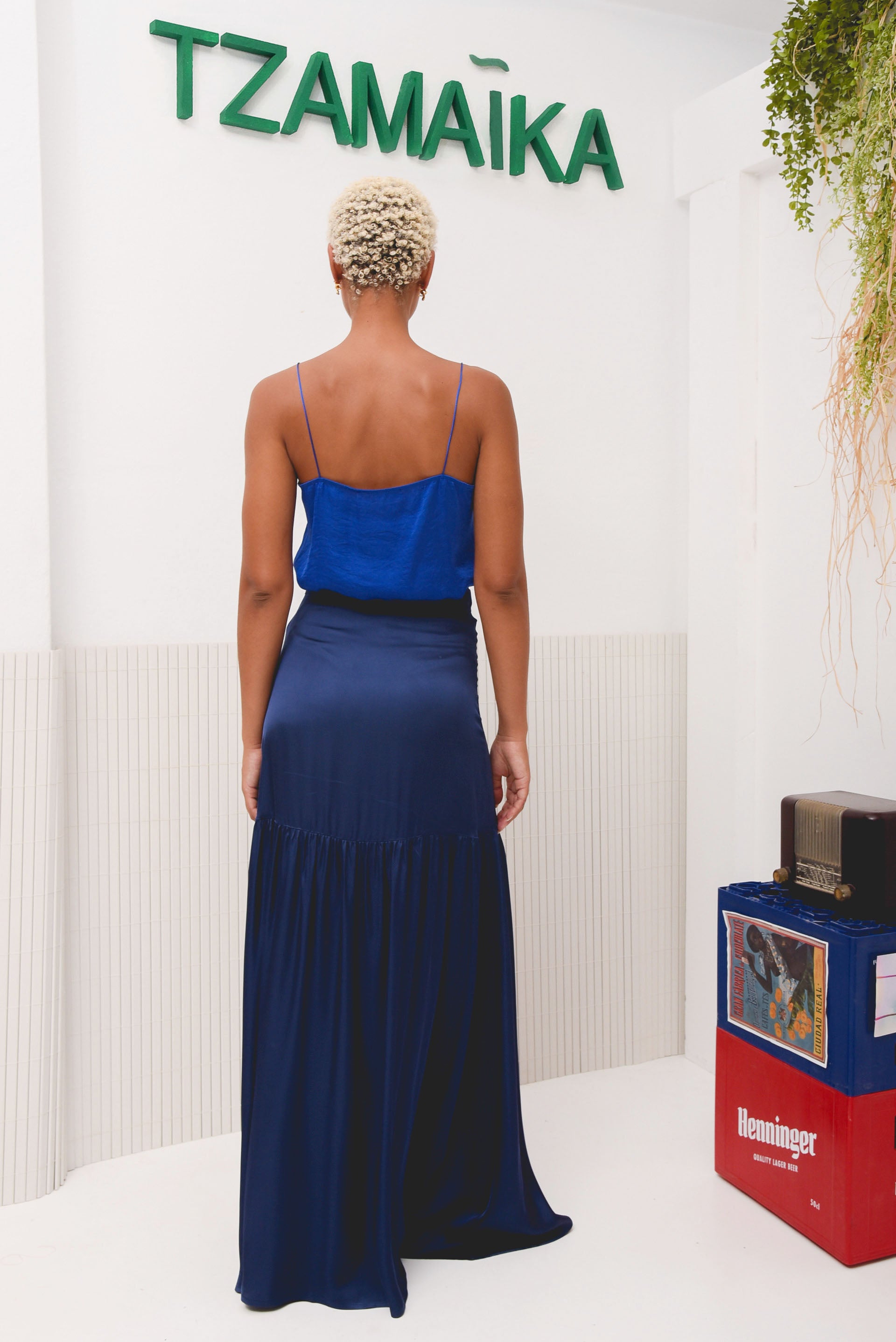 CORAL MAXI SKIRT NAVY BLUE