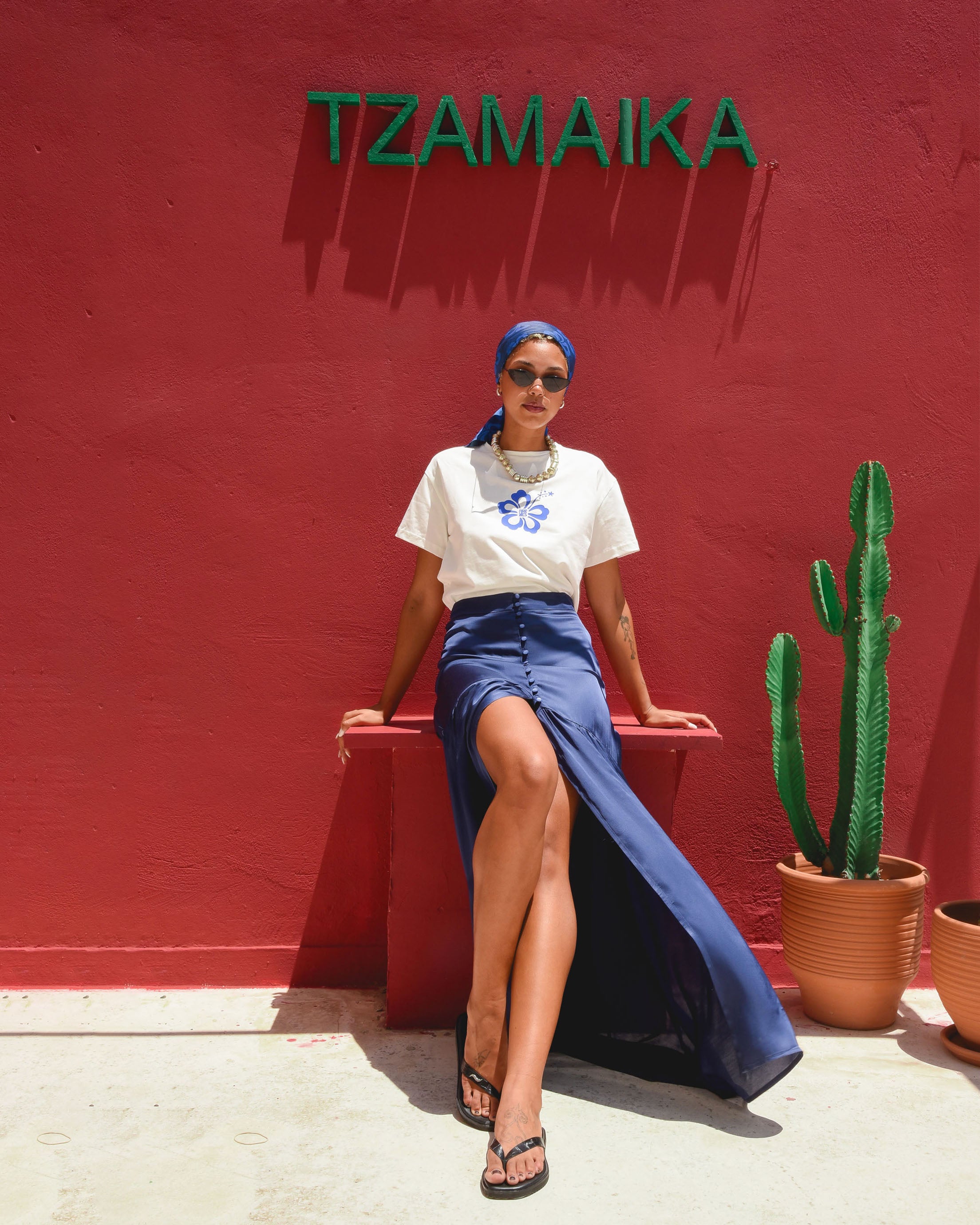 CORAL MAXI SKIRT NAVY BLUE
