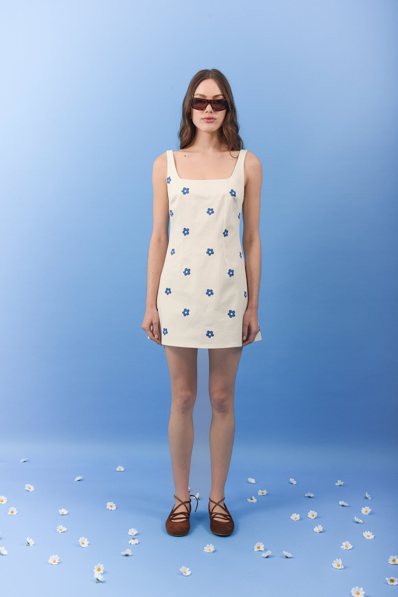 DAISY GABARDINE MINI DRESS BLUE – arpyes
