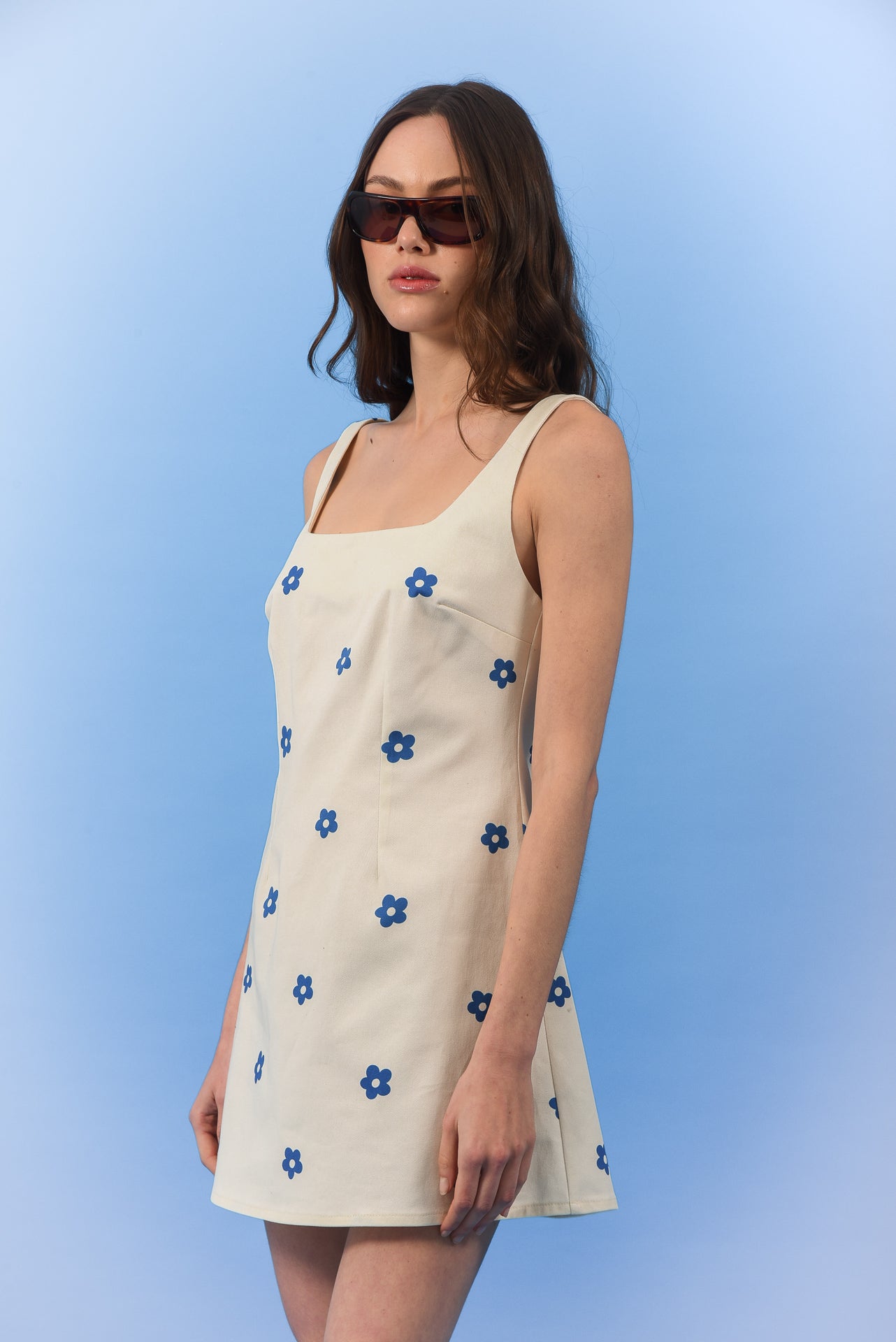 DAISY GABARDINE MINI DRESS BLUE – arpyes