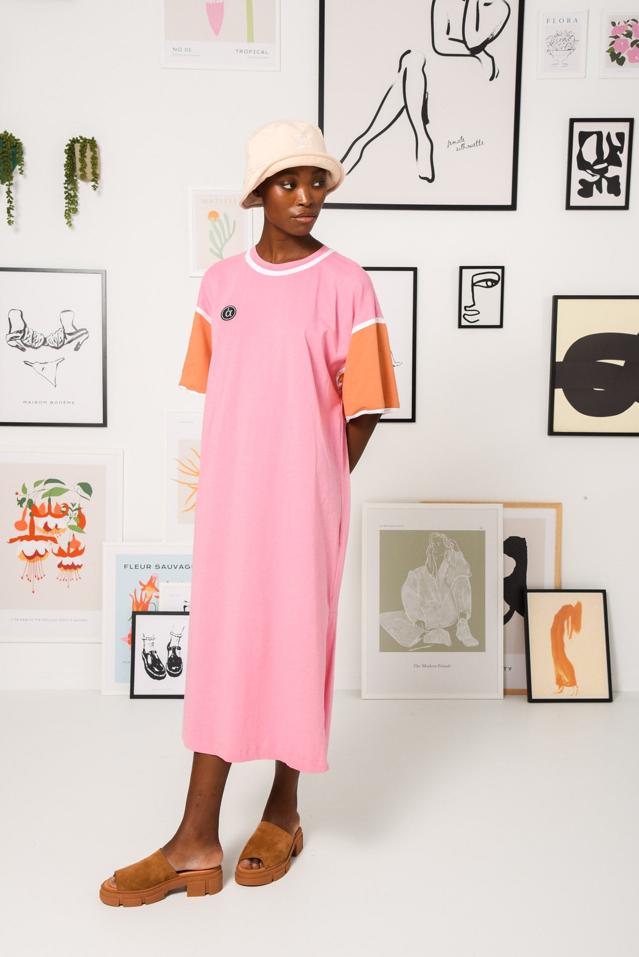 BASKET CASE DRESS PINK COMBO
