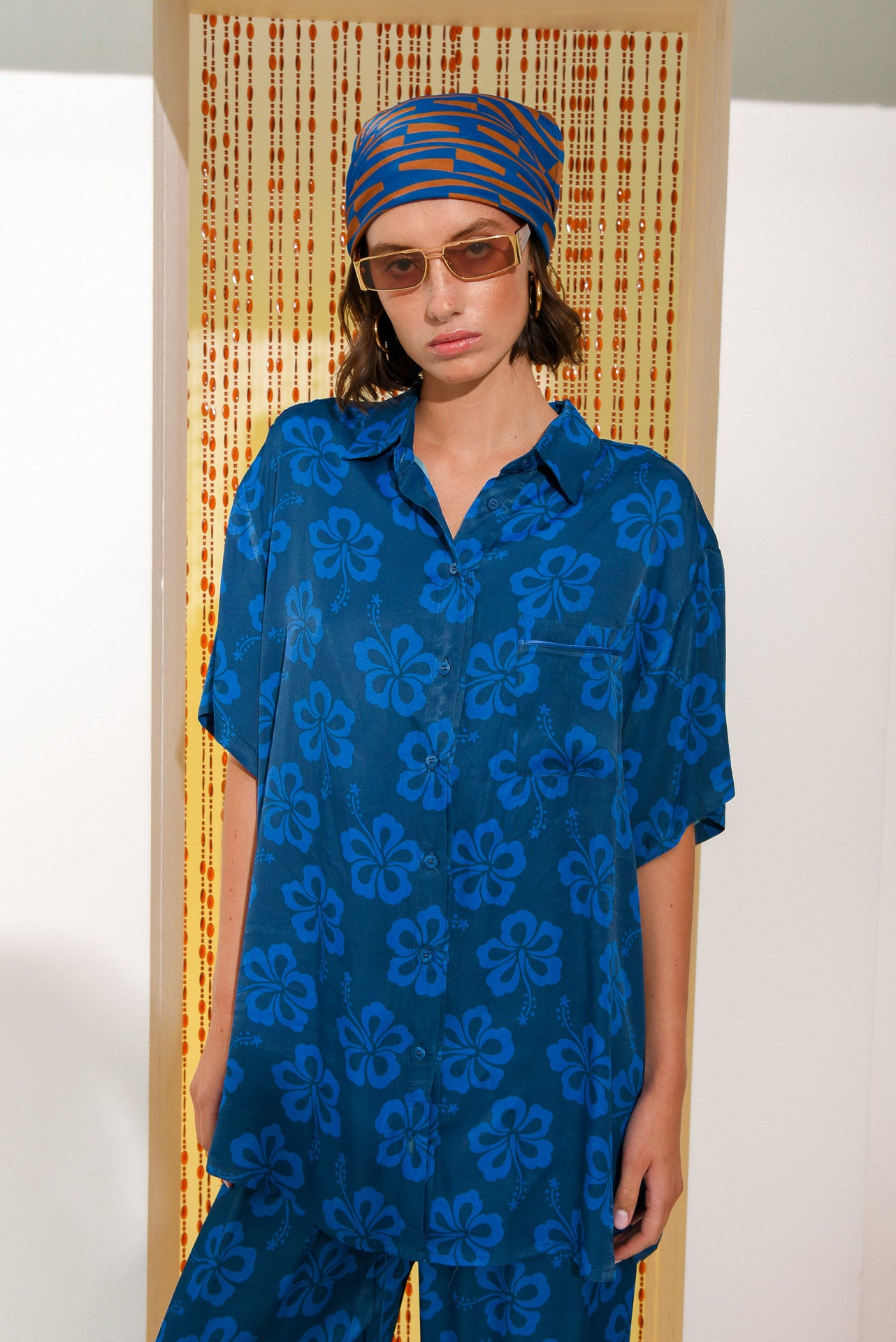 HIBISCUS SHIRT BLUE