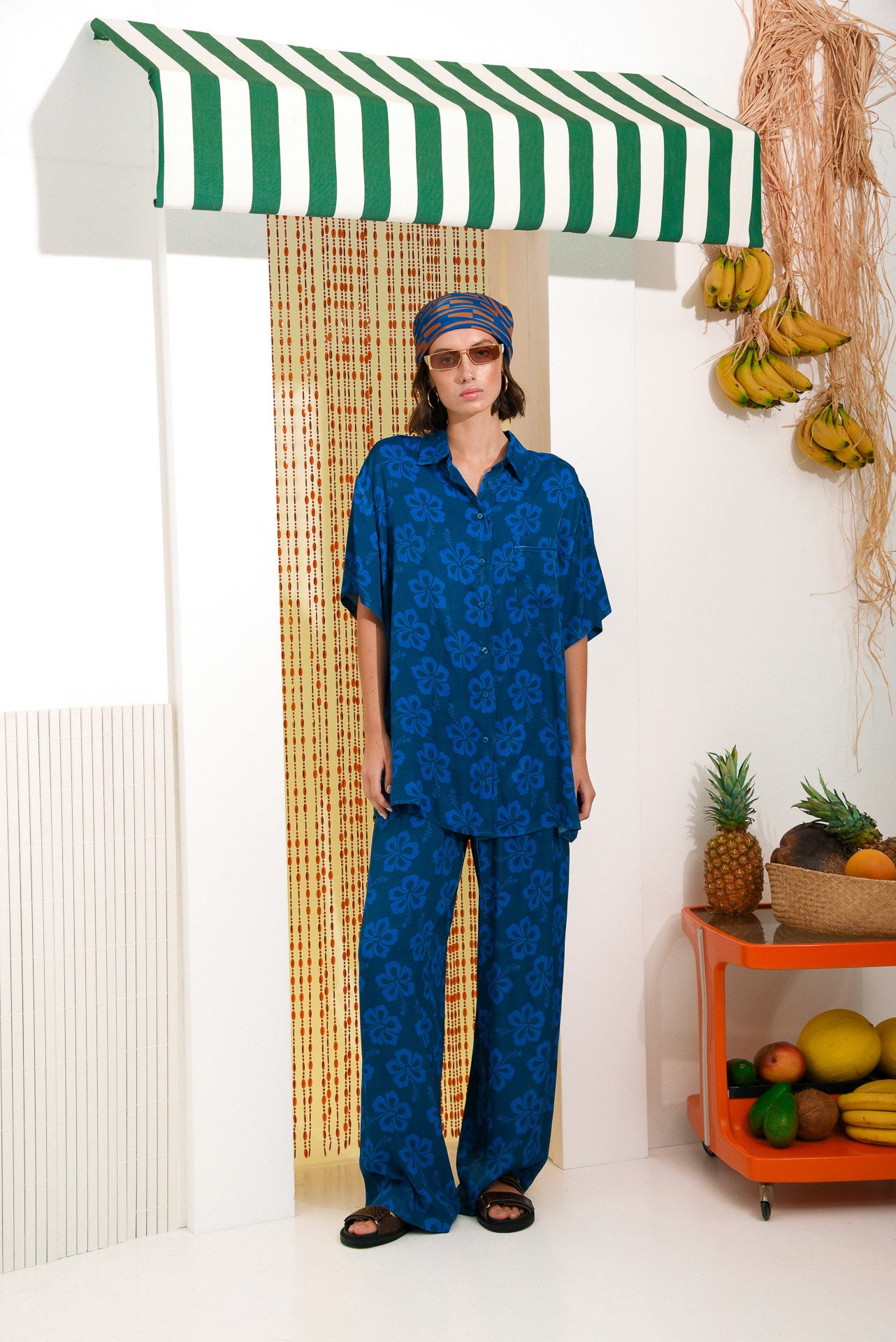 HIBISCUS PANTS BLUE