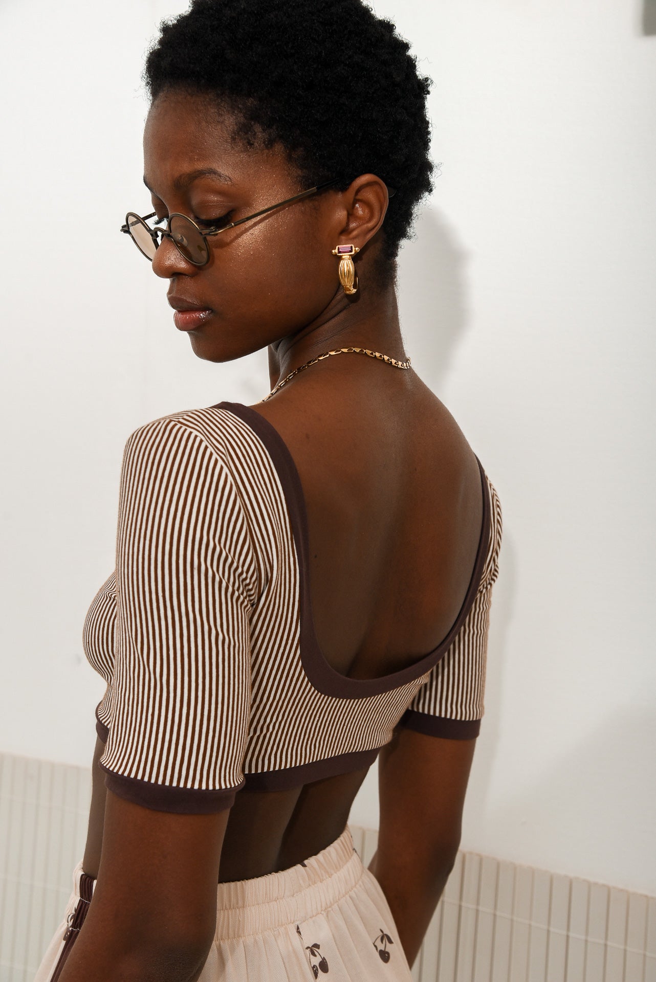 ROOTS CROP TOP BROWN