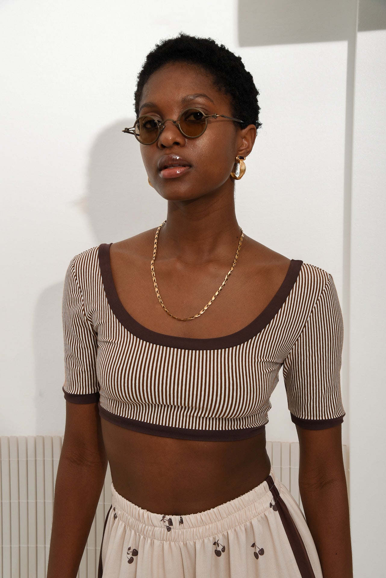 ROOTS CROP TOP BROWN