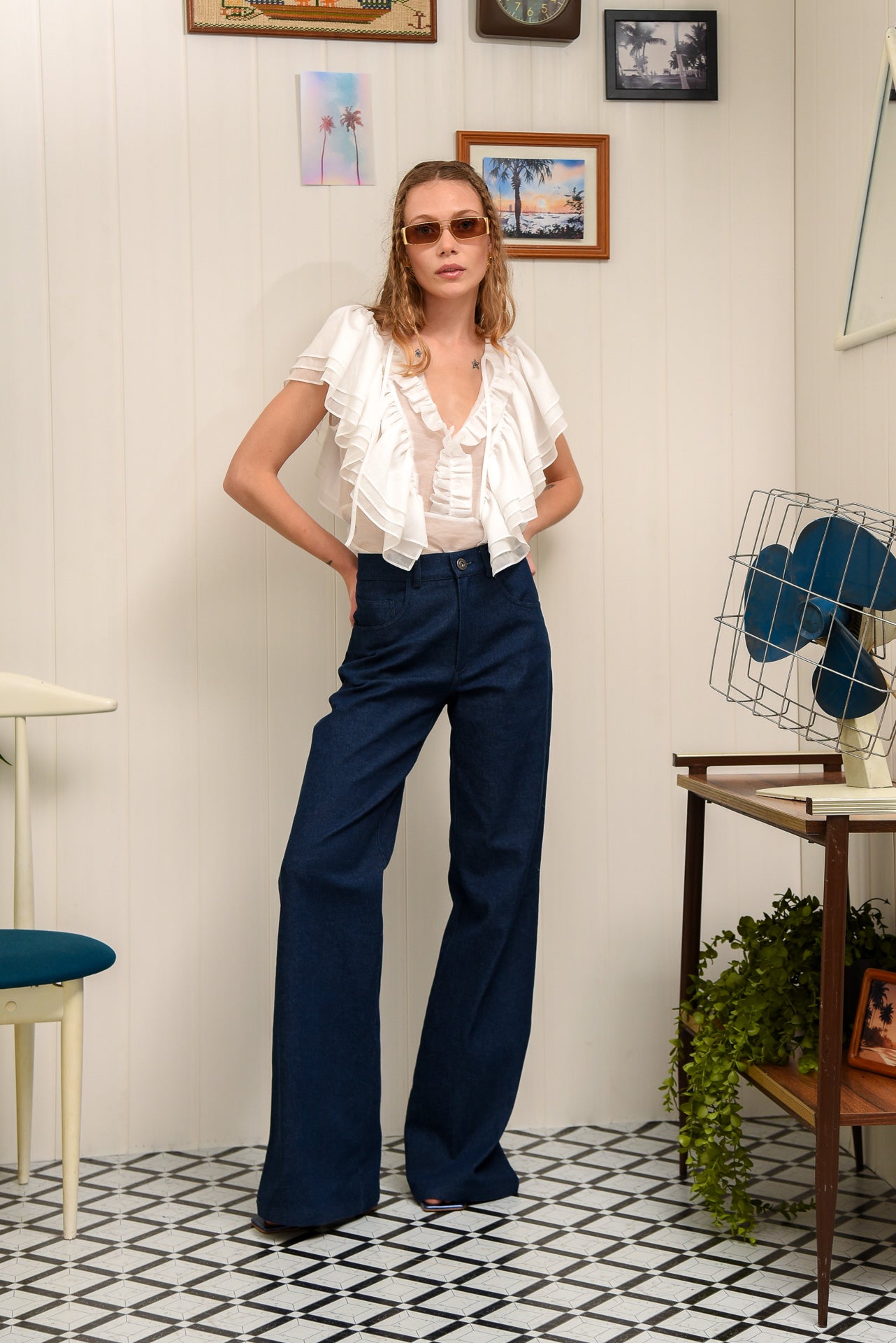 PLANTAIN FRILLED TOP WHITE