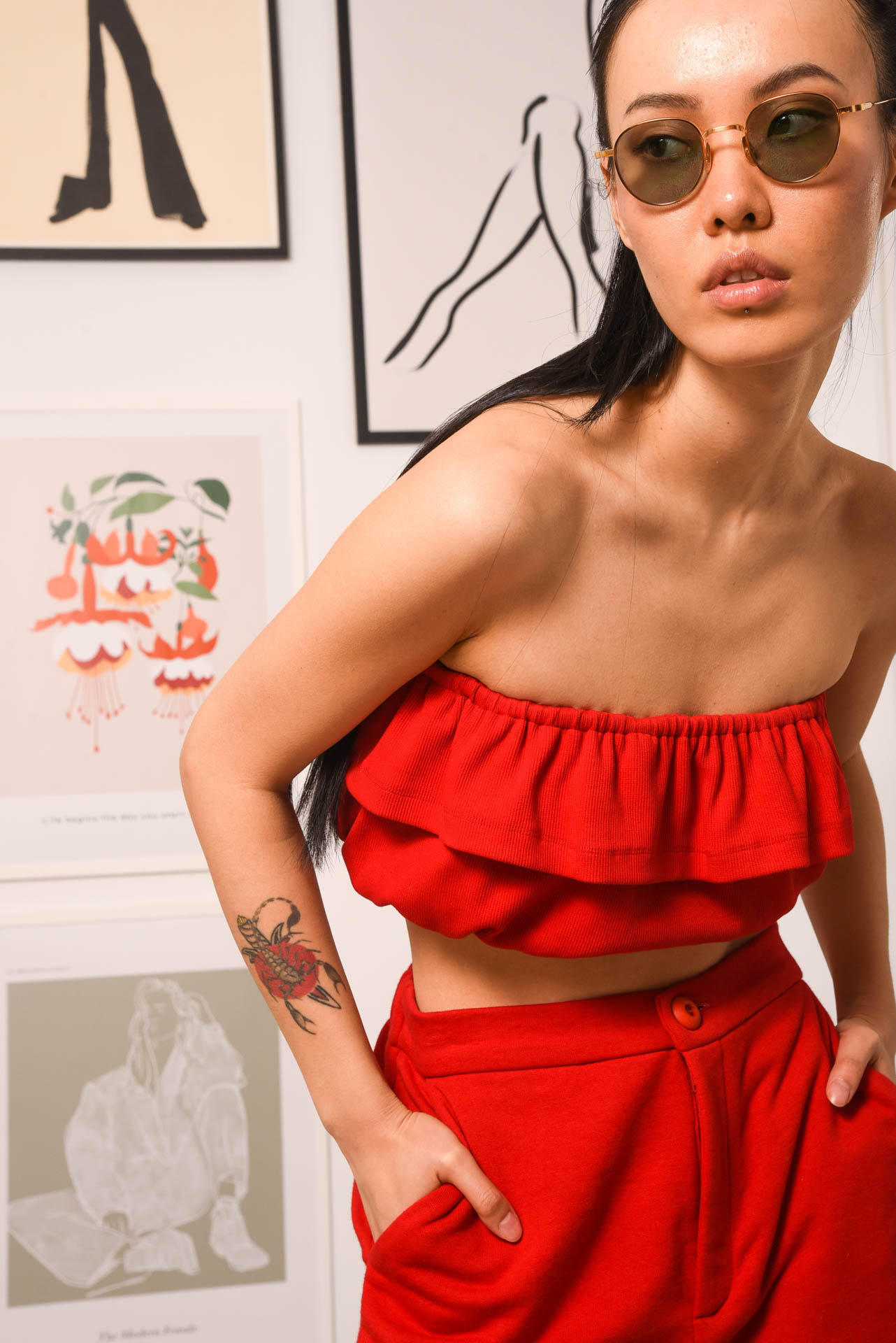 INTERMISSION FRILLED TOP RED
