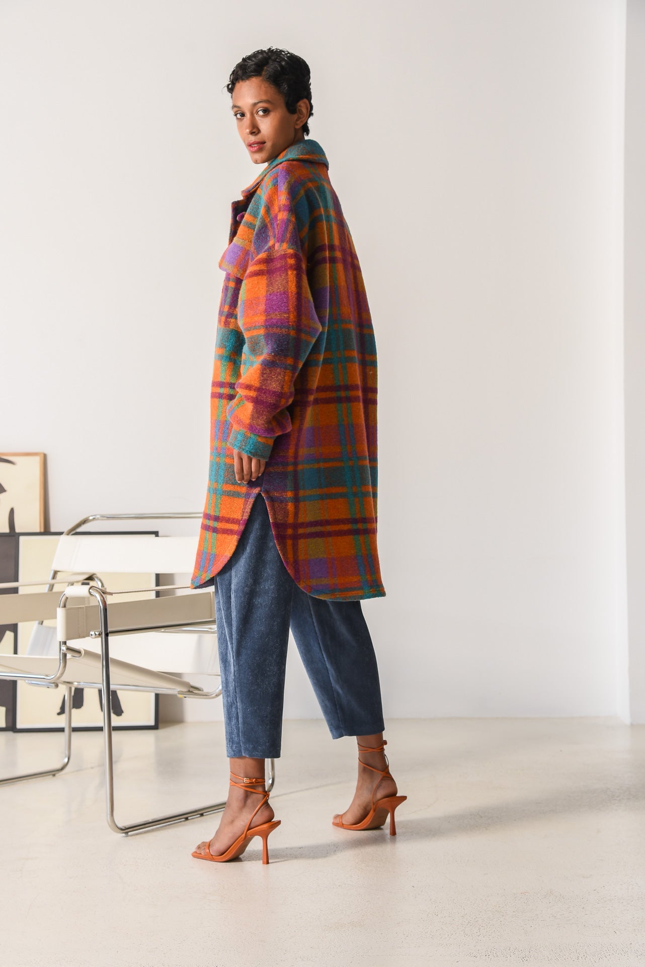 P FOR POSITIVE CHECKERED COAT