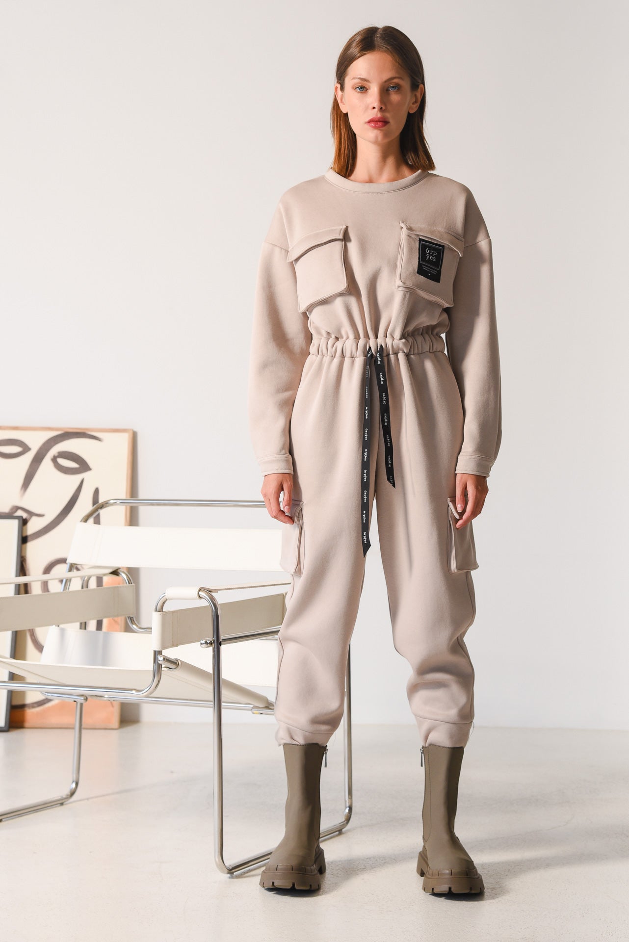 Y FOR YES JUMPSUIT BEIGE