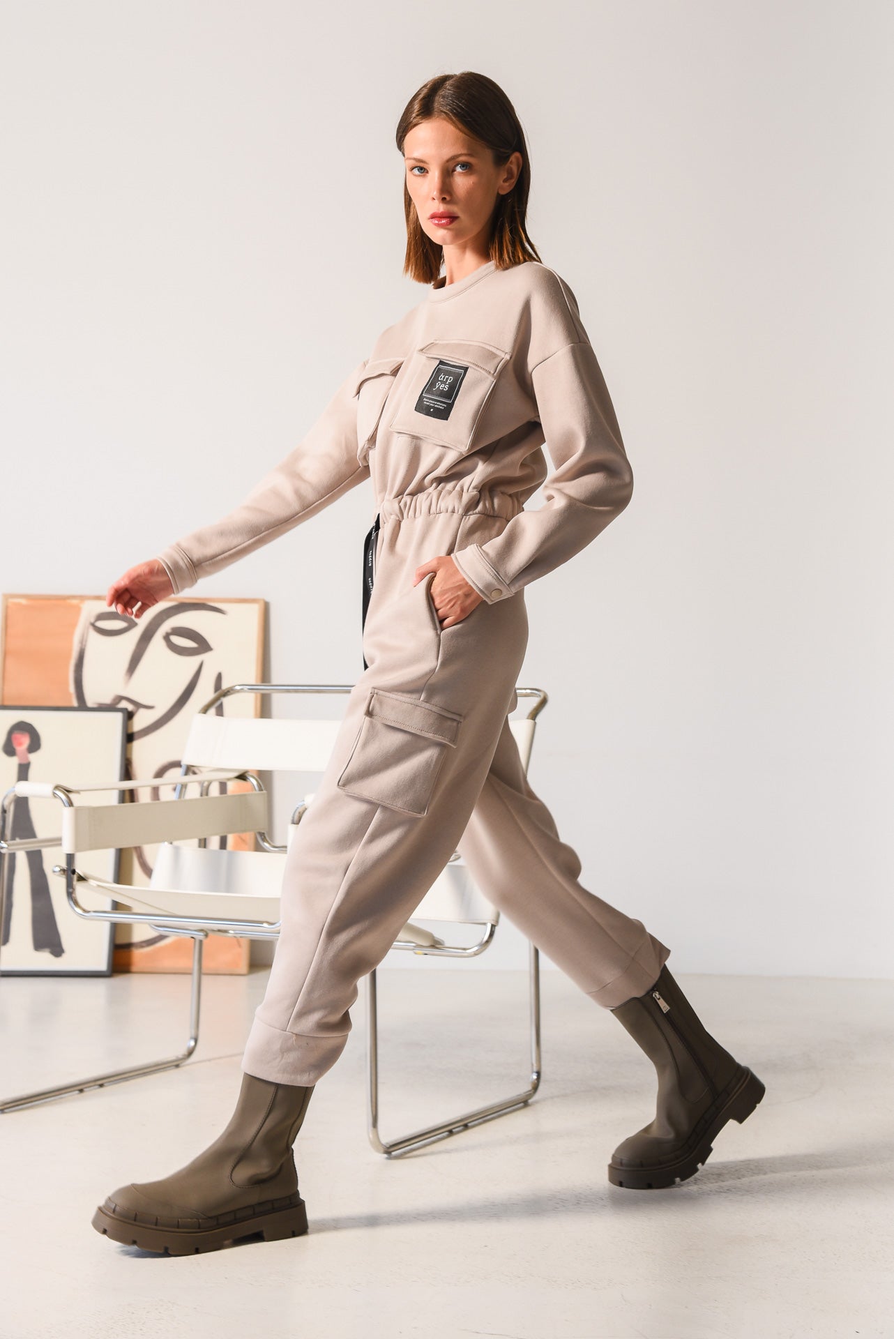 Y FOR YES JUMPSUIT BEIGE