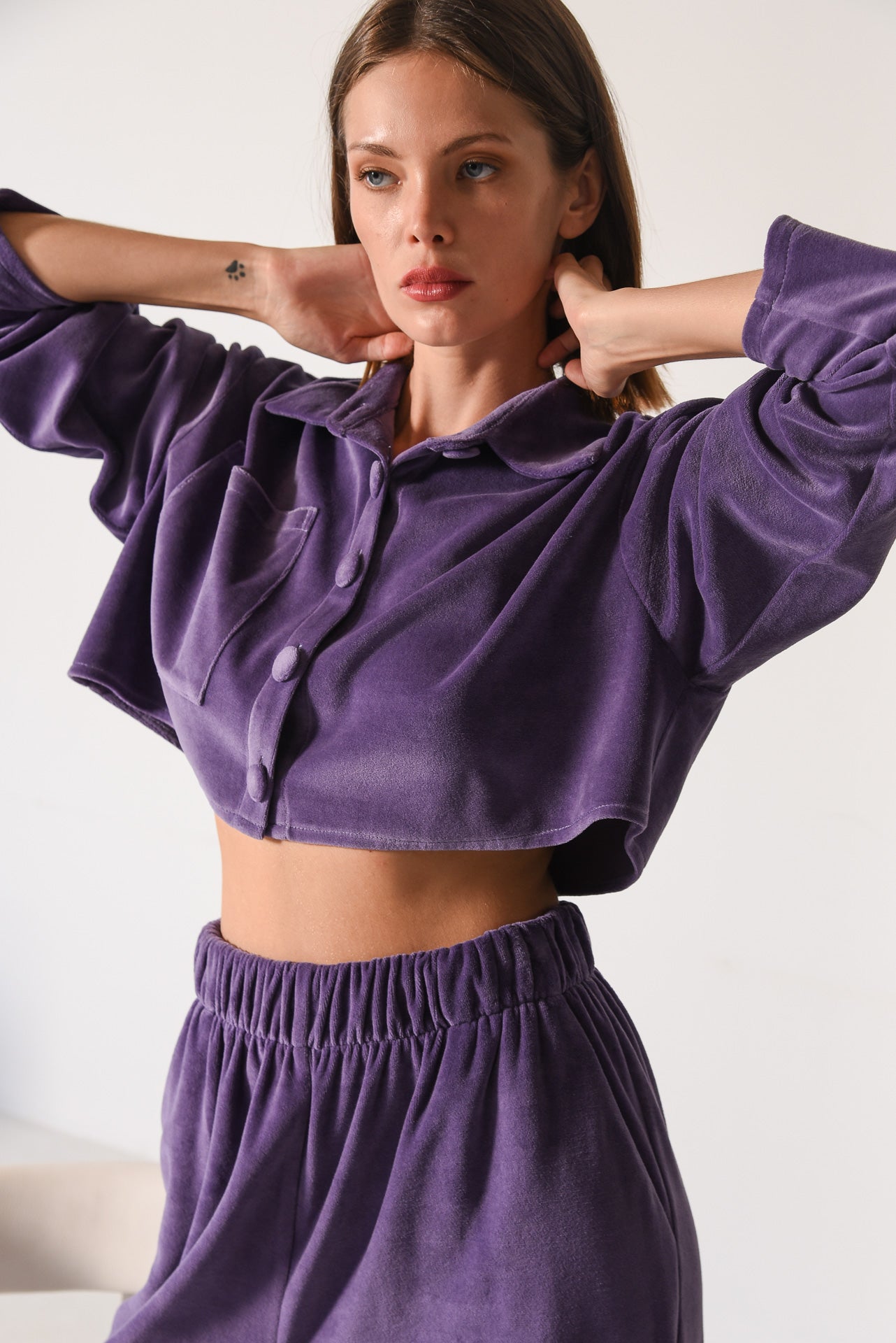 S FOR SMILE CROPPED SHIRT PURPLE