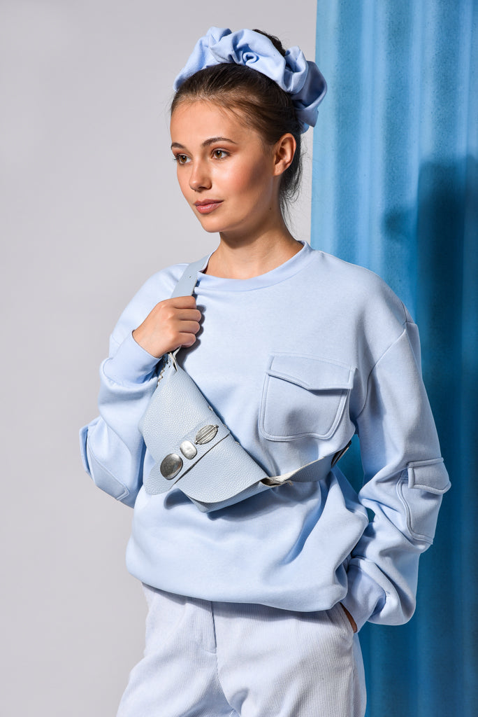 OVERSIZED BABY BLUE COTTON SCRUNCHIE