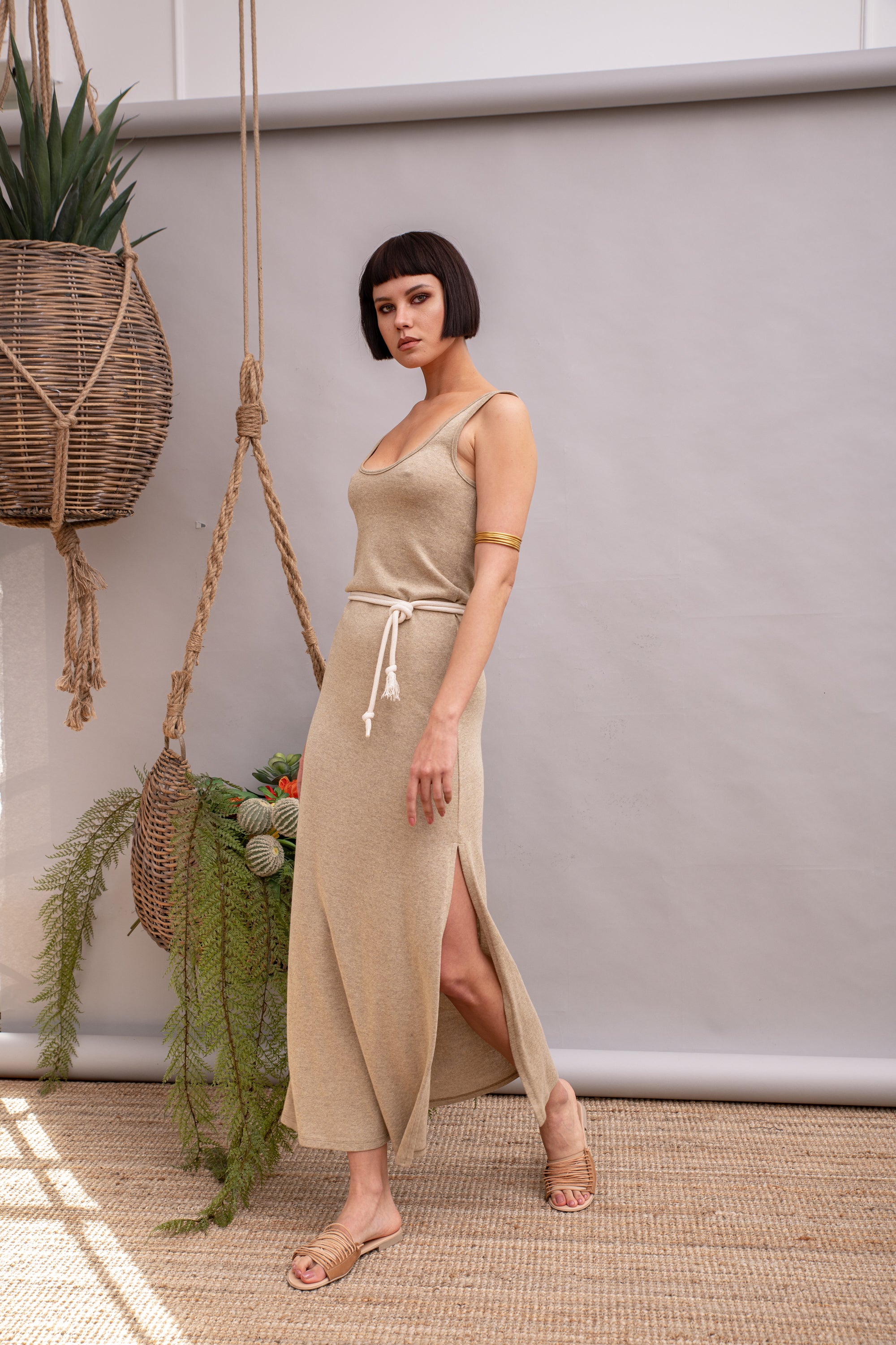 Sangrita Dress Beige & Terracotta - Knit Dress- arpyes